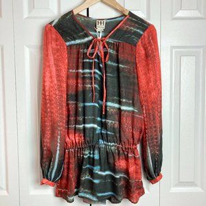 NWT Haute Hippie long sleeve printed 100% Silk Shirt